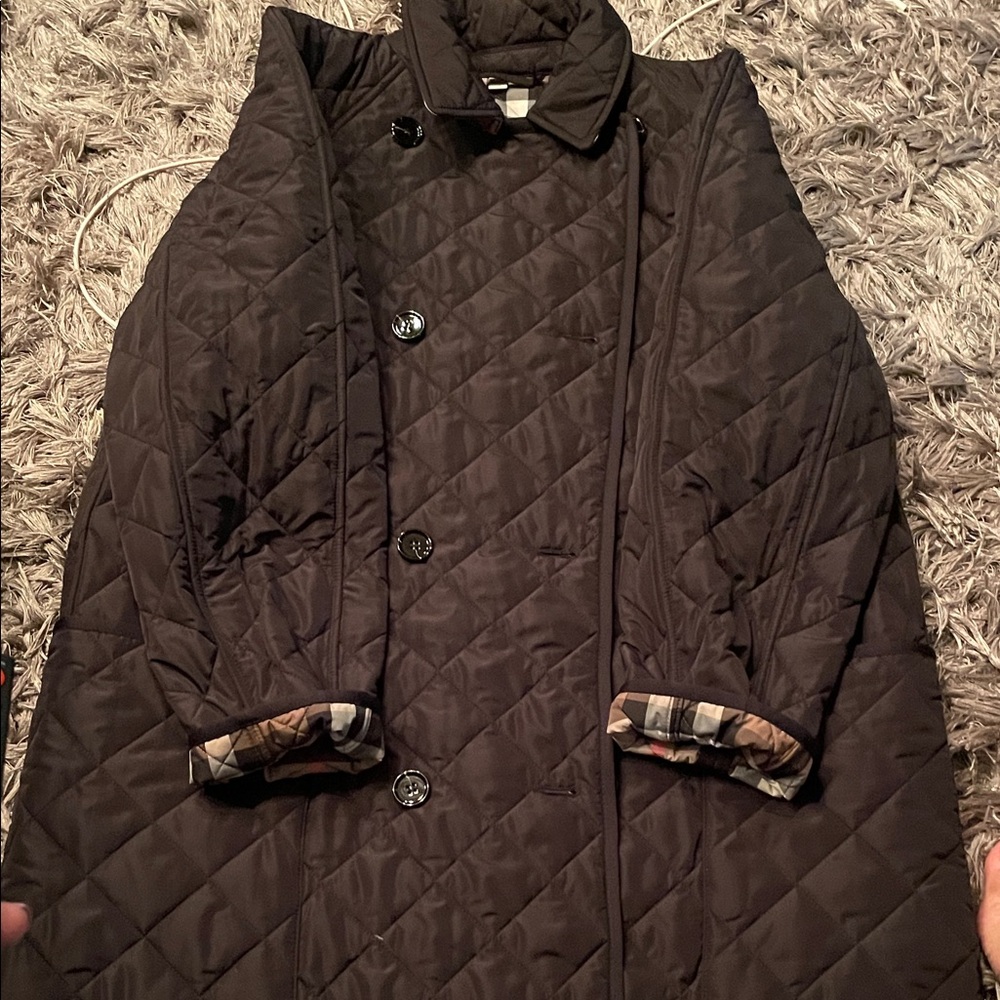 Burberry Brown Quilted Coat with Signature Check Lining